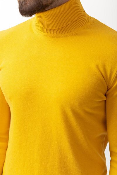 Mcr Plain Slim Fit Full Turtleneck Wool Men's Knitwear Sweater Yellow - 11102.17K