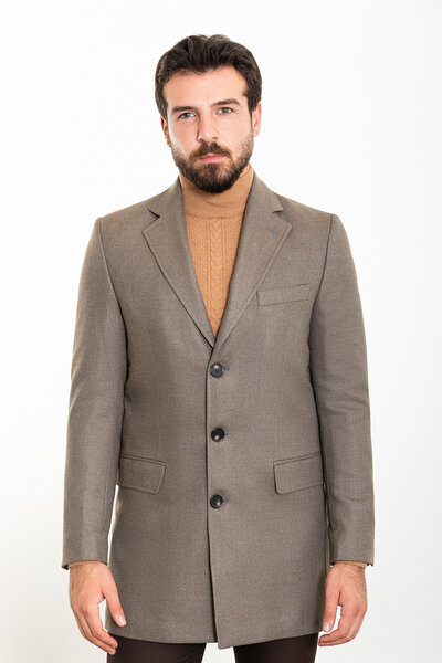 Mcr Прямий Slim Fit Mono Yaka Каше Міжчоловічий Пальто Кава-Сірий - 21286.23K