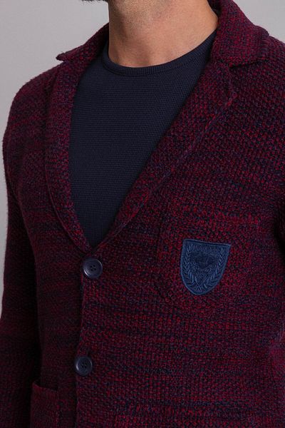 Mcr Crushed Slim Fit Wool Men's Knitwear Jacket Claret Red - 32214.17K