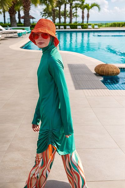 Marina Lycra Green Full Covered Hijab Swimsuit M2493