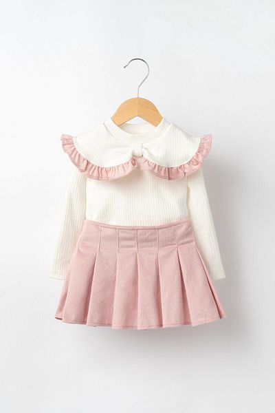Banamio Elysia Large Collar Velvet Shorts Skirted Double Set