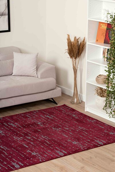 Lorente Home Moreno Viscose Carpet - Non-Slip Base, Washable Plum Anthracite Kitchen Rug 1291