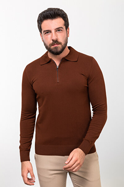 Mcr Прямий Slim Fit на блискавці з поло-коміром чоловічий трикотажний светр ц...