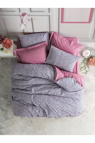 Cotton Box Set cuvertură de pilota dublă Petite - elastic, Penny Dusty Rose