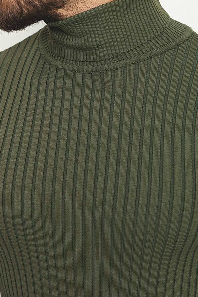 Mcr Striped Slim Fit Full Turtleneck Men's Sweater Khaki - 11418.22K