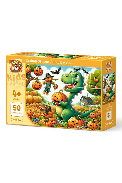 Art Puzzle Cute Dinosaur 50 Piece Puzzle for Kids - Art