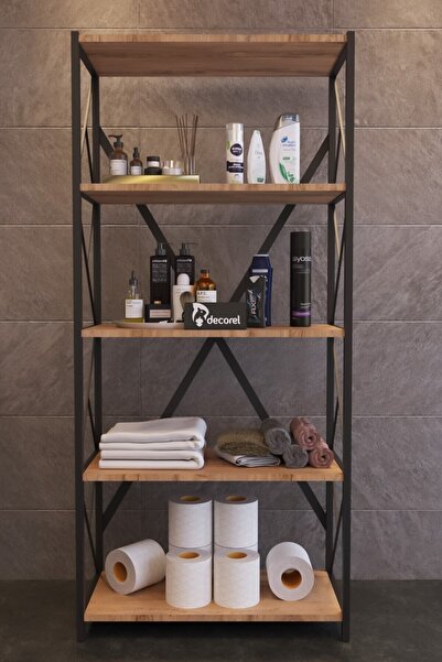 mormanya Moni Metal 5 Raflı Banyo Düzenleyici Raf Deterjan Havlu Rafı Havluluk 150 Cm
