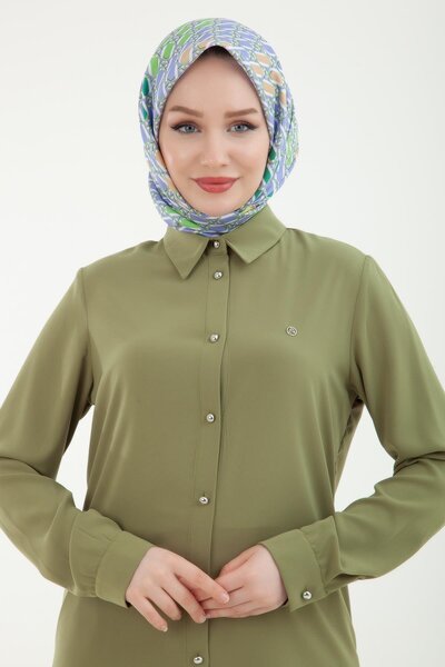 Armine TREND ARMINE TREND Πουκάμισο με γιακά, μανσέτες με κουμπιά, τουνίκ λαδί πράσινο 24YT430