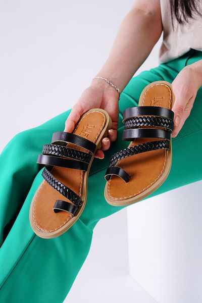 Moka Shopin Papuci din piele neagră MokaShopin Aboll