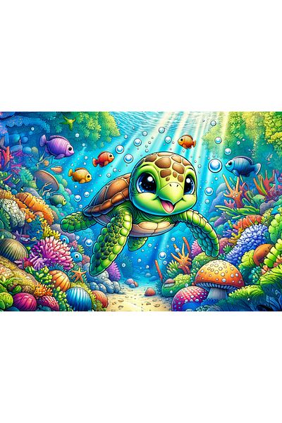 Art Puzzle Art Child Cute Sea Turtle 25 Piece Puzzle