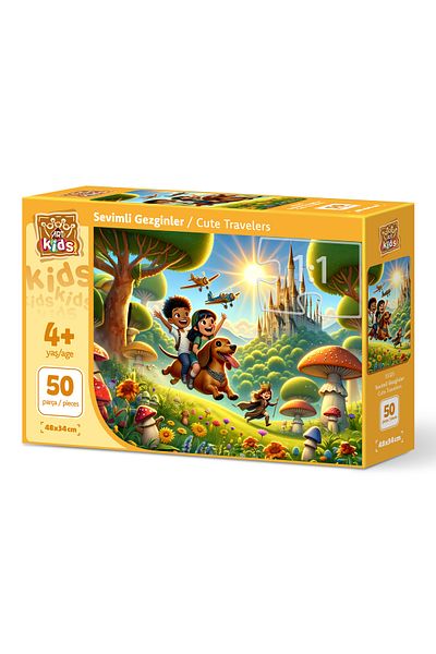 Art Puzzle Art Child Cute Travelers 50 Piece Puzzle