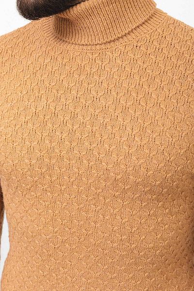 Mcr Patterned Slim Fit Full Turtleneck Wool Men's Sweater Camel - 11400.22K