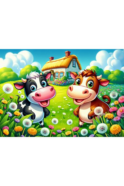 Art Puzzle Art Child Happy Cows 25 Piece Puzzle