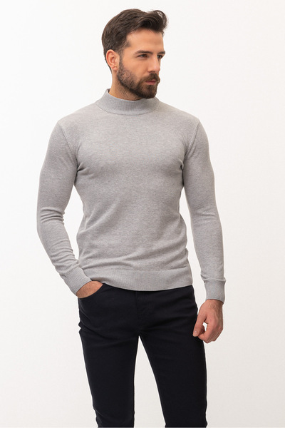 Mcr Прямий Slim Fit чоловічий светр з напіврибальським коміром, світло-сірий ...