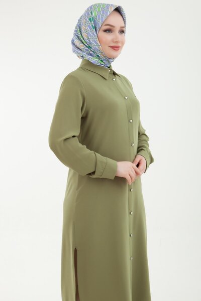 Armine TREND ARMINE TREND Πουκάμισο με γιακά, μανσέτες με κουμπιά, τουνίκ λαδί πράσινο 24YT430