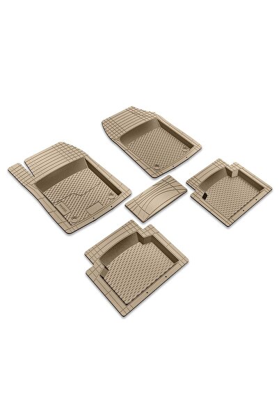 Ekstra Havuzlu (Tüm Modeller) 3D Üniversal Kauçuk Oto Paspas Bej