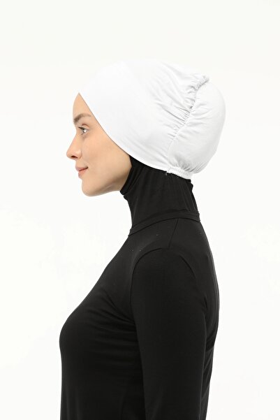 Altobeh Έτοιμο πρακτικό κουμπωτό ελαστικό καπό χιτζάμπ λευκό