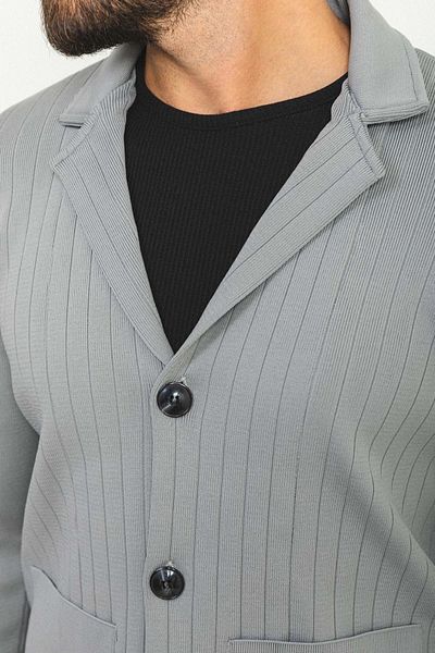 Mcr Striped Bag Pocket Slim Fit Wool Men's Knitwear Jacket Anthracite - 11230.22K