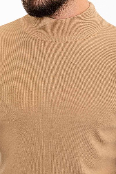 Mcr Plain Slim Fit Half Turtleneck Wool Men's Knitwear Sweater Camel - 11465.23K