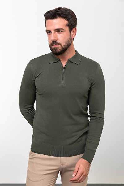 Mcr Прямий Slim Fit на блискавці з поло-коміром чоловічий трикотажний светр х...