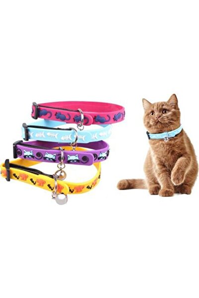 Go İthalat Çıngıraklı Zilli Sevimli Renkli Slikon Kedi Köpek Boyun Tasması (5314)
