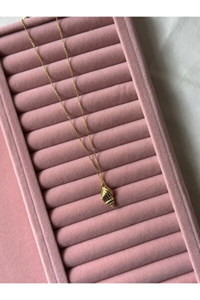 MİOSAPRİVE 14K Altın Kaplama Deniz Kabuğu Çelik Kolye