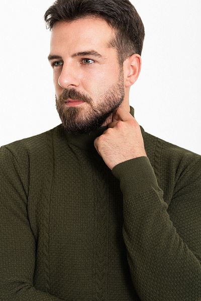 Mcr Knitted Slim Fit Half Turtleneck Wool Men's Knitwear Sweater Khaki - 11459.23K