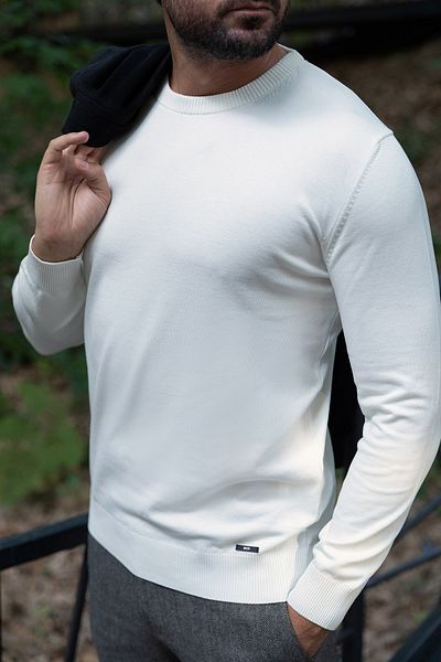 Mcr Plain Slim Fit Men's Crew Neck Sweater Ecru - 11355.21K