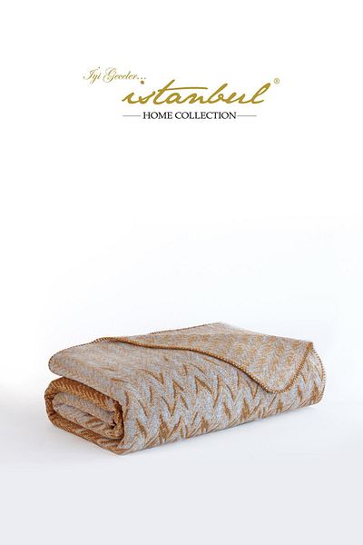 TEKSTİLDENİZİ Istanbul Selen Double Mustard Blanket Cotton Good Pass