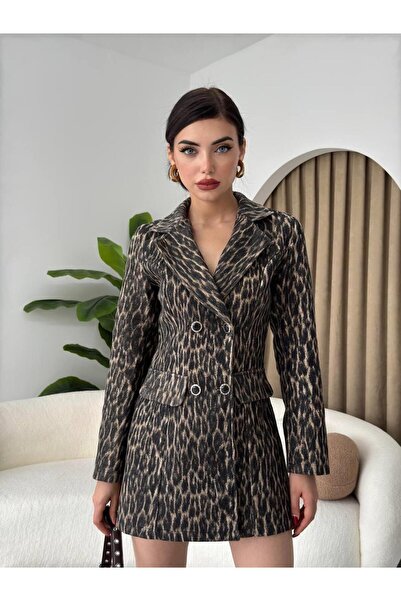 conconmoda Tasarım Leopar Ceket Elbise