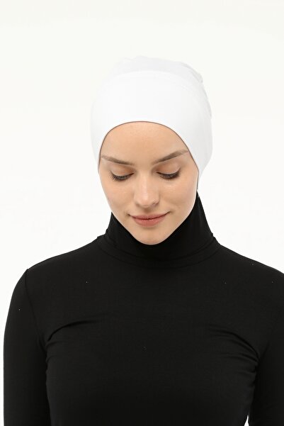 Altobeh Έτοιμο πρακτικό κουμπωτό ελαστικό καπό χιτζάμπ λευκό