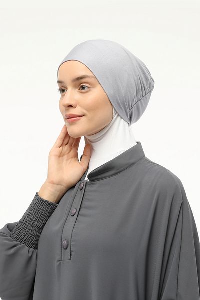 Altobeh Έτοιμο πρακτικό κουμπωτό ελαστικό καπό Hijab γκρι