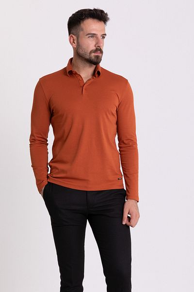 Mcr Plain Slim Fit Long Sleeve Polo Neck Men's T-Shirt Tile - 36672.21K