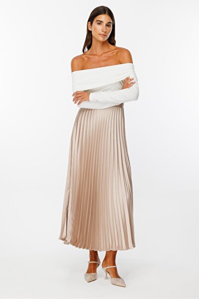 Moda İlgi Modailgi  Plisoley Etek - 7017 Vizon