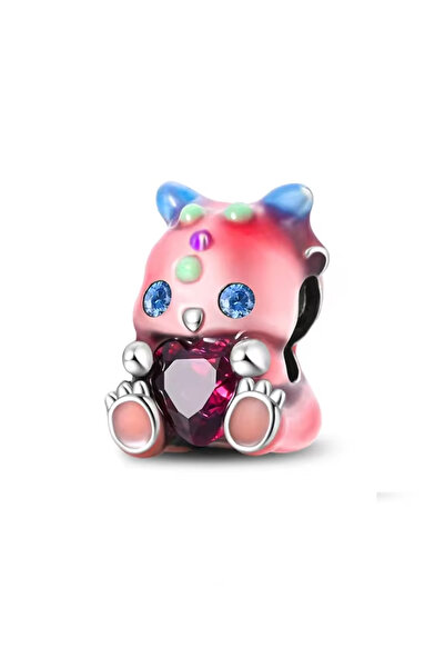 Fubena Taşlı Şirin Unicorn Gümüş Charm