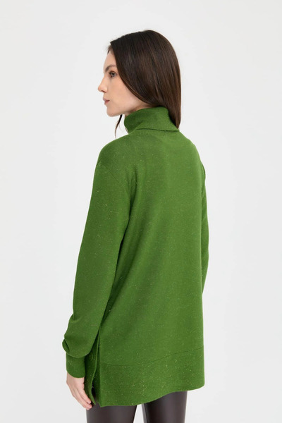 Desen Triko Moss - Seamless Full Turtleneck Women's Sweater 23391