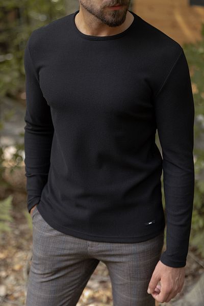 Mcr Slim Fit Long Sleeve Crew Neck Men's T-Shirt Black - 36679.21K