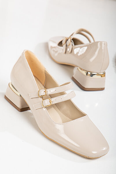 Mc vay Shoes تصميم مخصص كعب ماري جين بيج براءات الاختراع والجلود خوذة مزدوجة ...