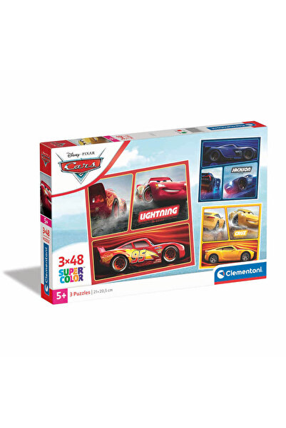 CLEMENTONI 3 x 48 Parça Puzzle: Square Cars