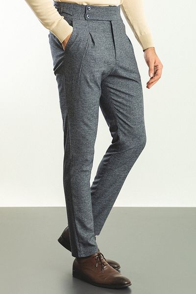Mcr Pleated Slim Fit Men's Trousers Navy Blue - 38119.22K