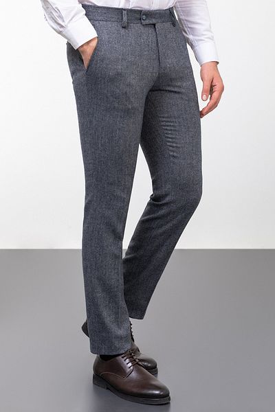Mcr Patterned Super Slim Fit Wool Men's Trousers Navy Gray - 38109.22K