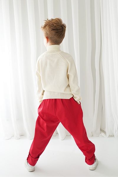 Catz Kids Pantaloni morcovi cu cusături din gabardină roșie