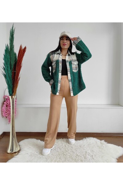 Altı Üstü Butik Jachetă cămașă de pluș cu detaliu în carouri