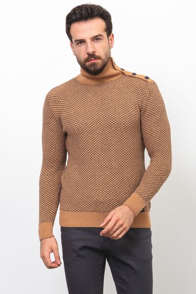 Mcr Візерунковий Slim Fit повний рибальський комір вовняний чоловічий светр к...