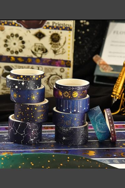 Mona Craftist 20Pcs Galaxy Gilded Washi Tape Set - Space Paper Tape with Special Box