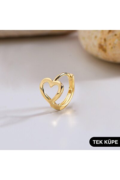 GOLDKUPE 14 Ayar Minik Tek Kalp Halka Altın Küpe 0,56 gr