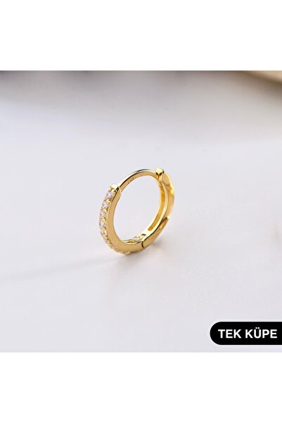 GOLDKUPE 14 Ayar Taşlı Tek Halka Altın Küpe 0,52 gr