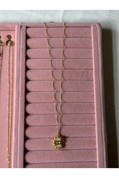 MİOSAPRİVE 14K Altın Kaplama Güneş Motifli Vintage Çelik Kolye