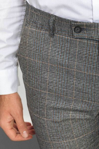 Mcr Plaid Slim Fit Classic Wool Men's Trousers Black-Camel - 38122.22K