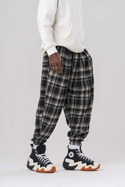 go gang own Square Waist and Elastic Leg Pleated Baggy Shalwar